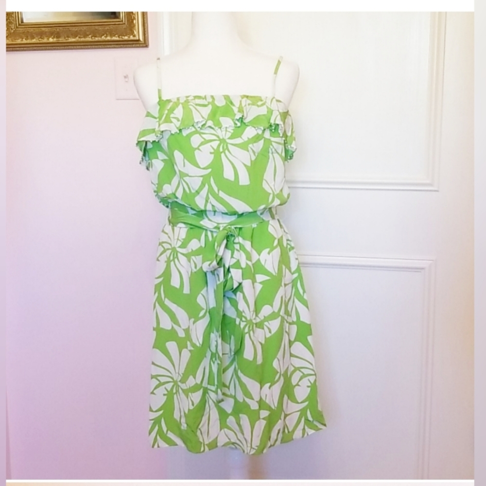 LILLY PULITZER lime ruffle top silk dress - Picture 1 of 5